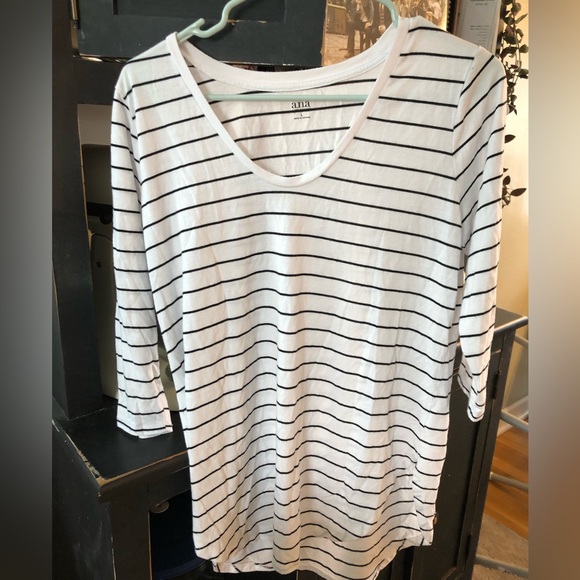a.n.a Tops - 2/$7 🎉 ANA black and white 3/4 length tee women’s size large